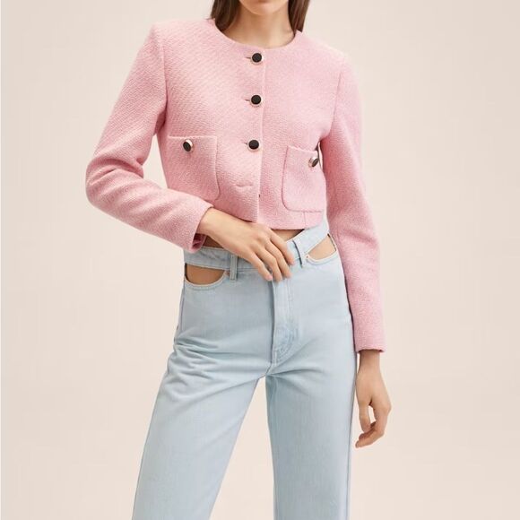 Mango Cut-Out High-waist Wide Leg Jeans Light Wash - Picture 5 of 13